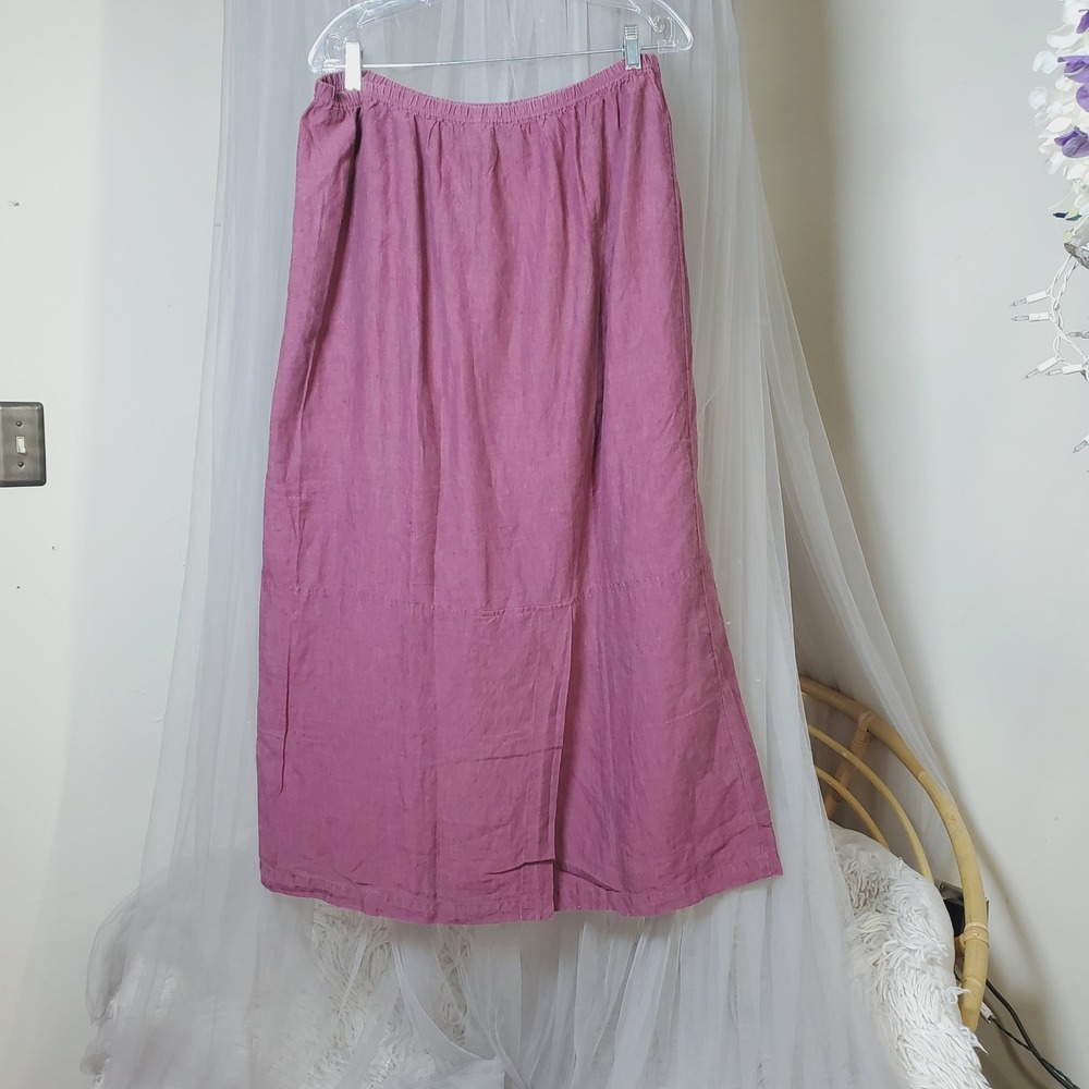 Clean Girl Euro Summer Linen Midi Skirt Nantucket Purple Minimalist J Jill XL - Picture 3 of 5